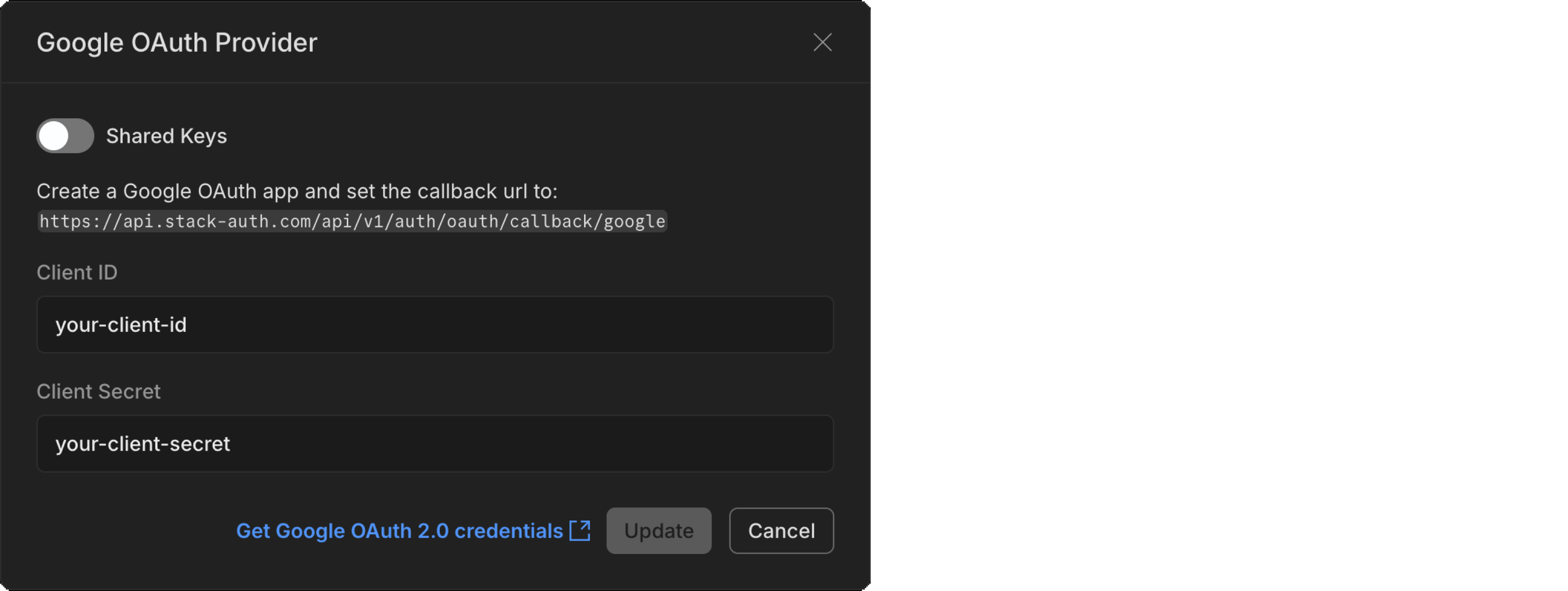 Add OAuth Provider UI